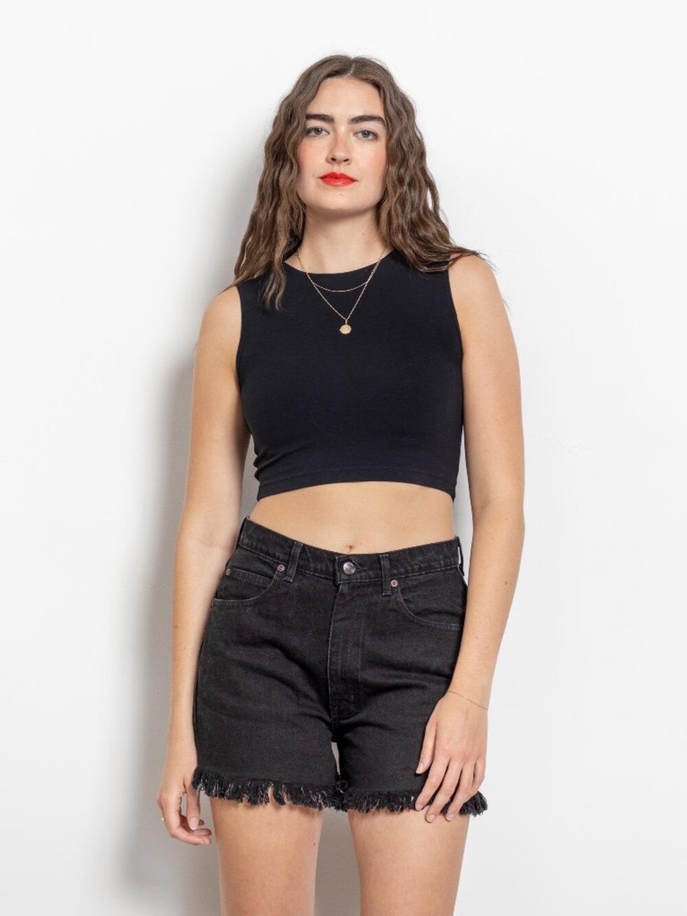 CUT OFF SHORTS Vintage Denim Black Jean 90's / 29 30 Inch Waist / Size 8